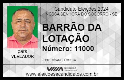 Candidato BARRÃO DA LOTAÇÃO 2024 - NOSSA SENHORA DO SOCORRO - Eleições