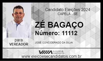 Candidato ZÉ BAGAÇO 2024 - CAPELA - Eleições