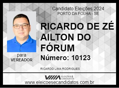 Candidato RICARDO DE ZÉ AILTON DO FÓRUM 2024 - PORTO DA FOLHA - Eleições