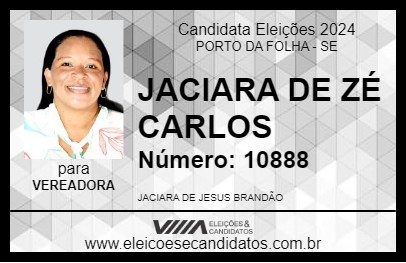 Candidato JACIARA DE ZÉ CARLOS 2024 - PORTO DA FOLHA - Eleições