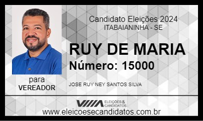 Candidato RUY DE MARIA 2024 - ITABAIANINHA - Eleições