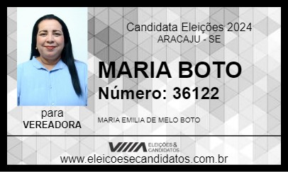 Candidato MARIA BOTO 2024 - ARACAJU - Eleições