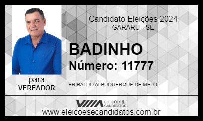 Candidato BADINHO 2024 - GARARU - Eleições