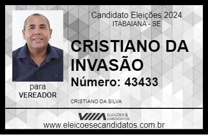 Candidato CRISTIANO DA INVASÃO 2024 - ITABAIANA - Eleições