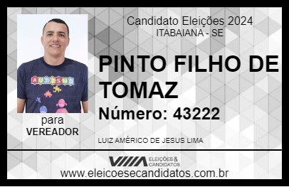 Candidato PINTO FILHO DE TOMAZ 2024 - ITABAIANA - Eleições