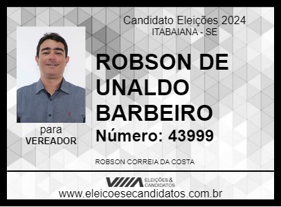 Candidato ROBSON DE UNALDO BARBEIRO 2024 - ITABAIANA - Eleições