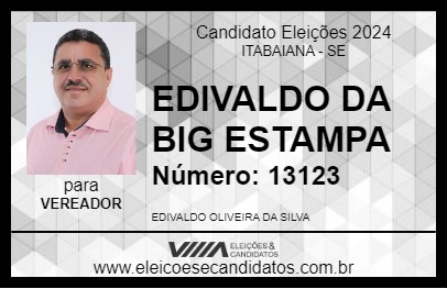 Candidato EDIVALDO DA BIG ESTAMPA 2024 - ITABAIANA - Eleições