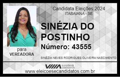 Candidato SINÉZIA DO POSTINHO 2024 - ITABAIANA - Eleições