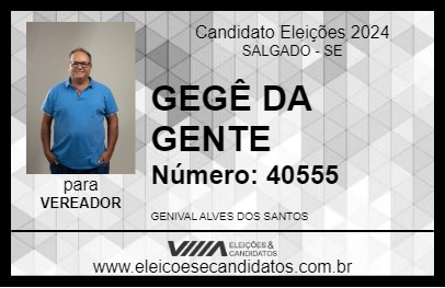 Candidato GEGÊ DA GENTE 2024 - SALGADO - Eleições