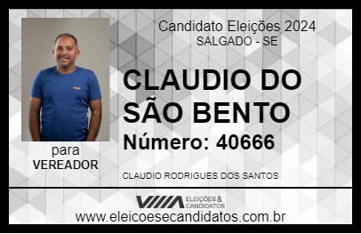 Candidato CLAUDIO DO SÃO BENTO 2024 - SALGADO - Eleições