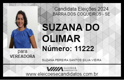 Candidato SUZANA DO OLIMAR 2024 - BARRA DOS COQUEIROS - Eleições