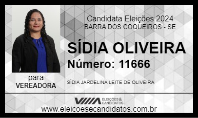 Candidato SÍDIA OLIVEIRA 2024 - BARRA DOS COQUEIROS - Eleições