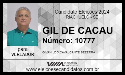 Candidato GIL DE  CACAU 2024 - RIACHUELO - Eleições