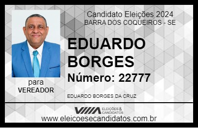 Candidato EDUARDO BORGES 2024 - BARRA DOS COQUEIROS - Eleições