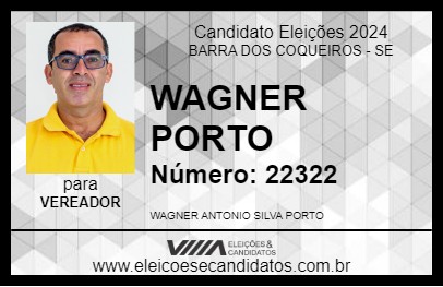 Candidato WAGNER PORTO 2024 - BARRA DOS COQUEIROS - Eleições