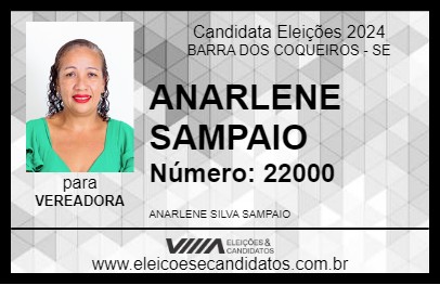 Candidato ANARLENE SAMPAIO 2024 - BARRA DOS COQUEIROS - Eleições