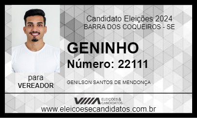 Candidato GENINHO 2024 - BARRA DOS COQUEIROS - Eleições