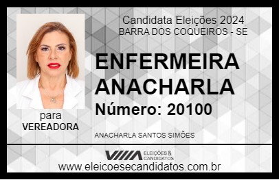 Candidato ENFERMEIRA ANACHARLA 2024 - BARRA DOS COQUEIROS - Eleições