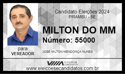 Candidato MILTON DO MM 2024 - PIRAMBU - Eleições