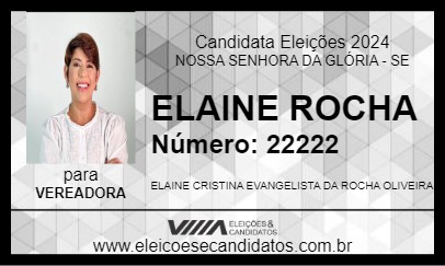 Candidato ELAINE ROCHA 2024 - NOSSA SENHORA DA GLÓRIA - Eleições