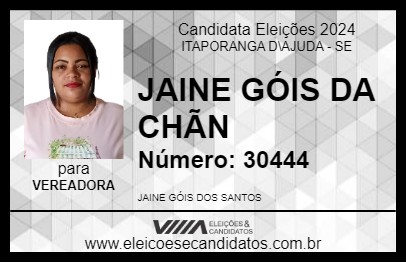 Candidato JAINE GÓIS DA CHÃN 2024 - ITAPORANGA D\AJUDA - Eleições