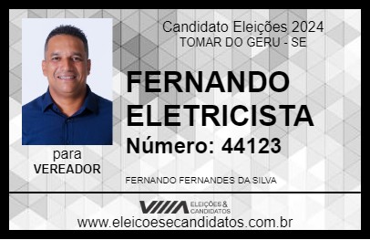 Candidato FERNANDO ELETRICISTA 2024 - TOMAR DO GERU - Eleições