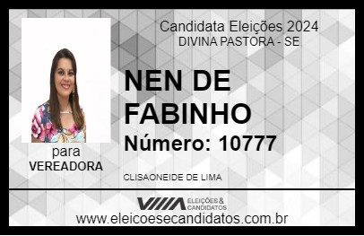 Candidato NEN DE FABINHO 2024 - DIVINA PASTORA - Eleições