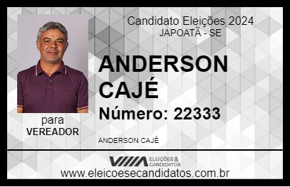 Candidato ANDERSON CAJÉ 2024 - JAPOATÃ - Eleições