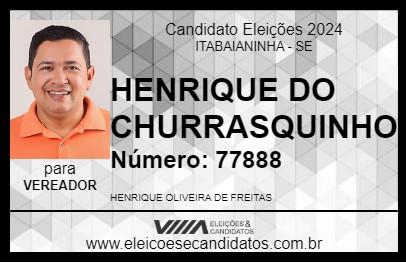 Candidato HENRIQUE DO CHURRASQUINHO 2024 - ITABAIANINHA - Eleições