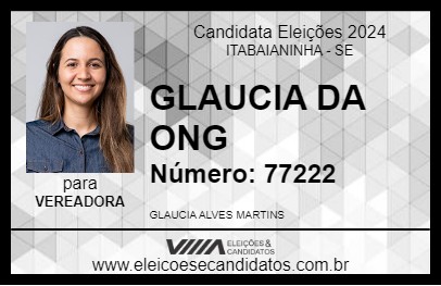 Candidato GLAUCIA DA ONG 2024 - ITABAIANINHA - Eleições