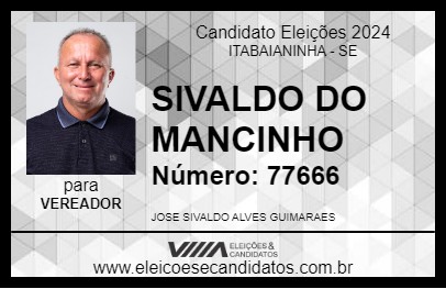 Candidato SIVALDO DO MANCINHO 2024 - ITABAIANINHA - Eleições