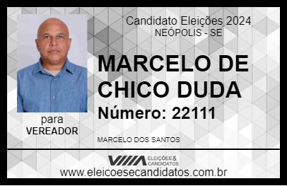 Candidato MARCELO DE CHICO DUDA 2024 - NEÓPOLIS - Eleições