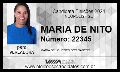 Candidato MARIA DE NITO 2024 - NEÓPOLIS - Eleições