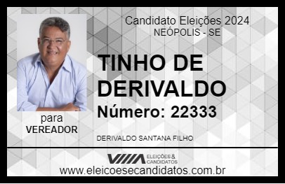 Candidato TINHO DE DERIVALDO 2024 - NEÓPOLIS - Eleições