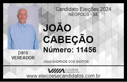 Candidato JOÃO CABEÇÃO 2024 - NEÓPOLIS - Eleições