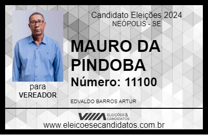 Candidato MAURO DA PINDOBA 2024 - NEÓPOLIS - Eleições