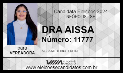 Candidato DRA AISSA 2024 - NEÓPOLIS - Eleições