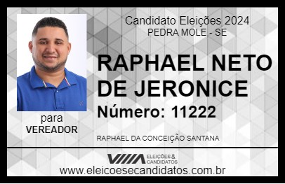 Candidato RAPHAEL NETO DE GERONICE 2024 - PEDRA MOLE - Eleições