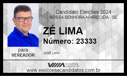 Candidato ZÉ LIMA 2024 - NOSSA SENHORA APARECIDA - Eleições