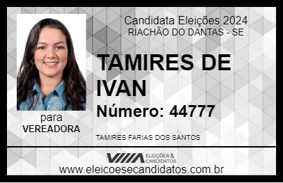 Candidato TAMIRES DE IVAN 2024 - RIACHÃO DO DANTAS - Eleições