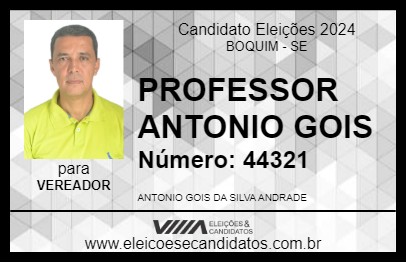 Candidato PROFESSOR ANTONIO GOIS 2024 - BOQUIM - Eleições