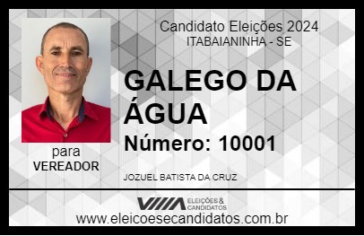 Candidato GALEGO DA ÁGUA 2024 - ITABAIANINHA - Eleições