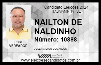 Candidato NAILTON DE NALDINHO 2024 - ITABAIANINHA - Eleições