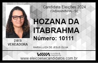 Candidato HOZANA DA ITABRAHMA 2024 - ITABAIANINHA - Eleições