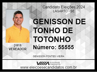 Candidato GENISSON DE TONHO DE TOTONHO 2024 - LAGARTO - Eleições