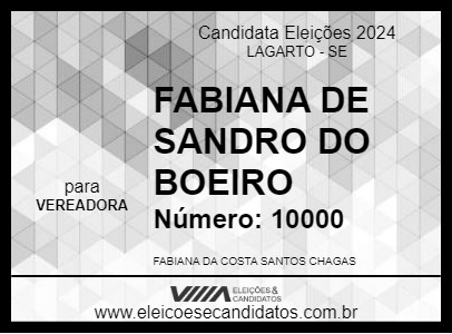 Candidato FABIANA DE SANDRO DO BOEIRO 2024 - LAGARTO - Eleições