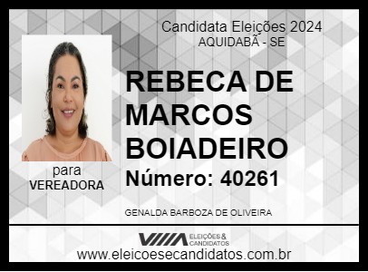 Candidato REBECA DE MARCOS BOIADEIRO 2024 - AQUIDABÃ - Eleições