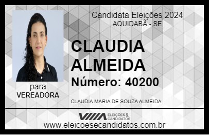 Candidato CLAUDIA ALMEIDA 2024 - AQUIDABÃ - Eleições