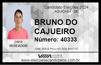 Candidato BRUNO DO CAJUEIRO DOS POTES 2024 - AQUIDABÃ - Eleições