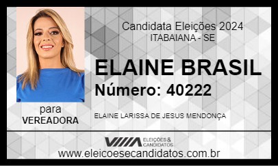 Candidato ELAINE BRASIL 2024 - ITABAIANA - Eleições